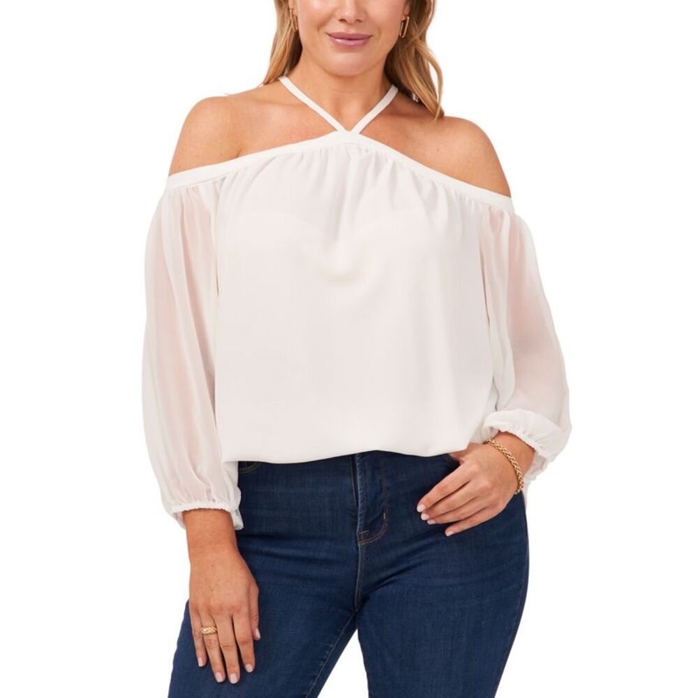 1.State Trendy Plus Size Cold Shoulder Blouse